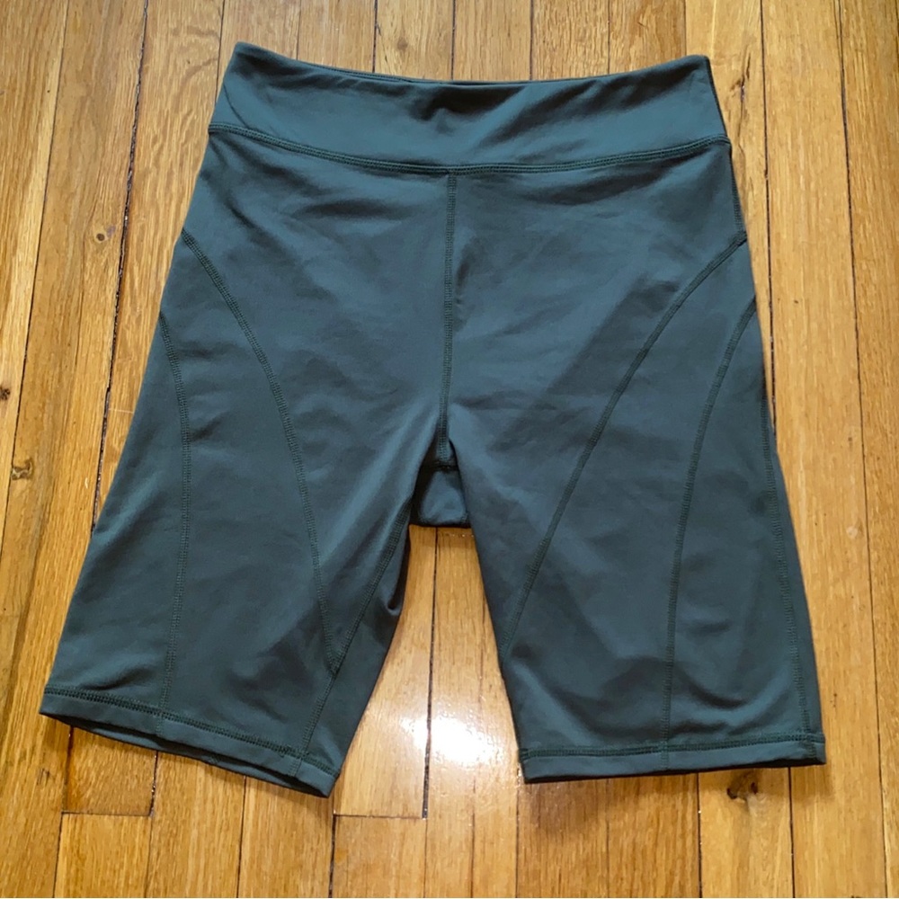 FREE PEOPLE MOVEMENT Womens Green Large Biker Baby Olive Biker Shorts High Rise